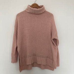 Aerie Pink Knit Turtleneck Sweater